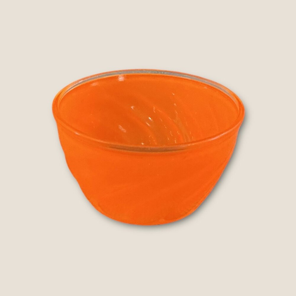 Vintage Anderson Erickson Dairy Orange Swirl Glass Bowl With Clear Bottom - Picture 2 of 6